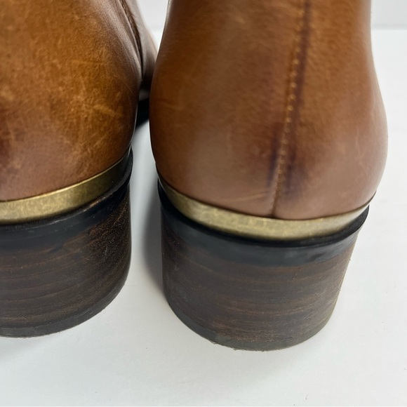 Lucky Brand Brown Leather Side Zip Ankle Boots Size 12 - Picture 7 of 13